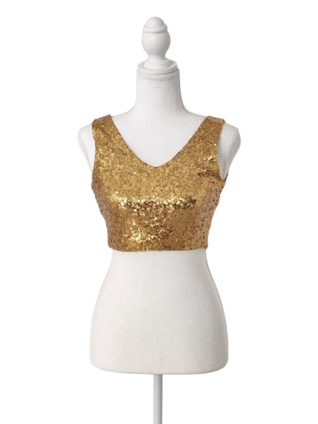 Gold Sleeveless Sequin Crop Top