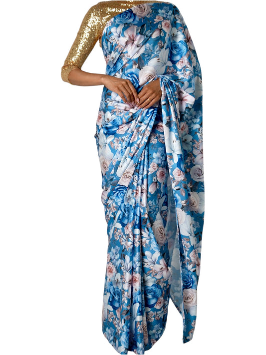 The Cerulean Petals Saree