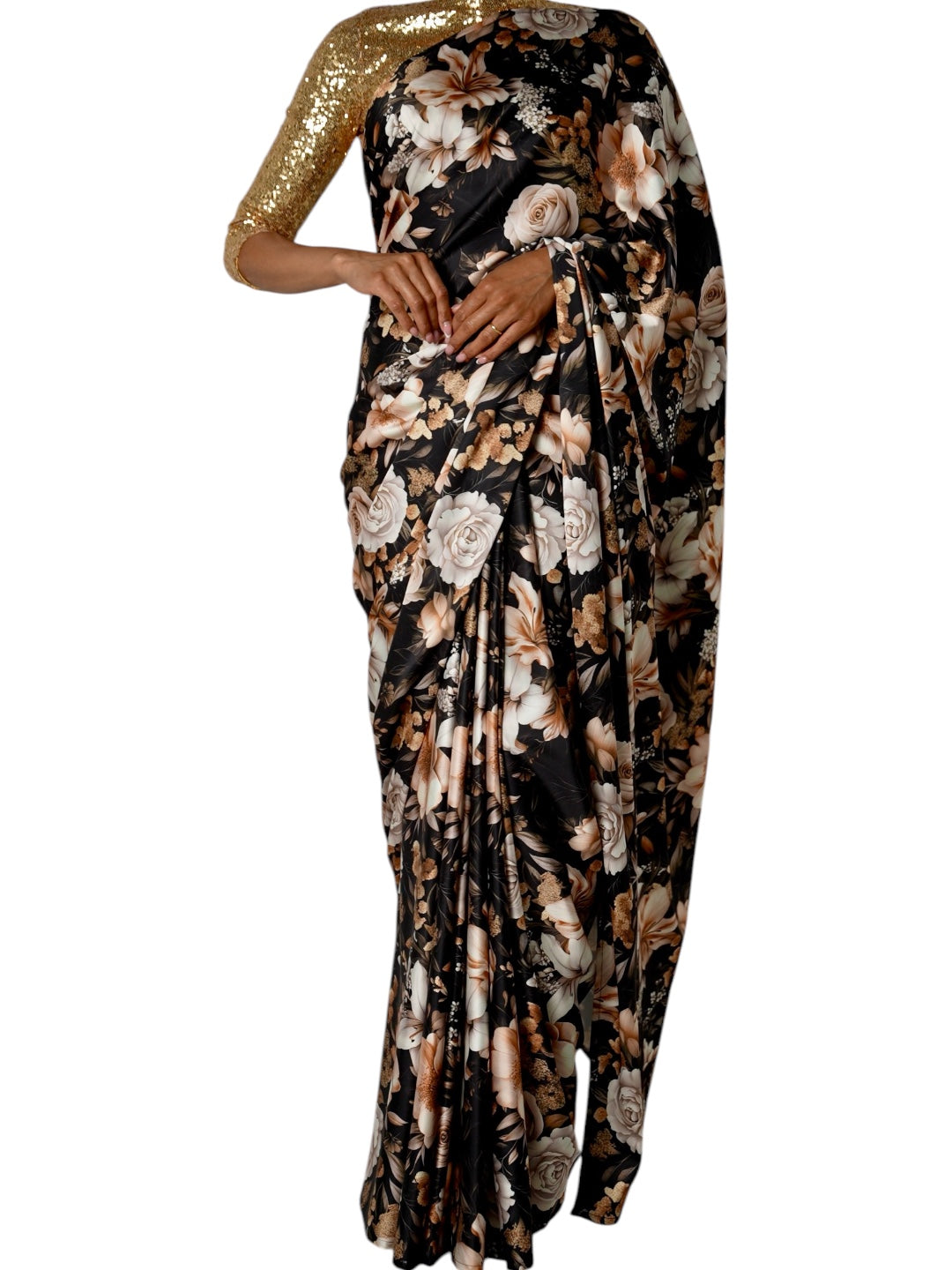 The Midnight Petals Saree