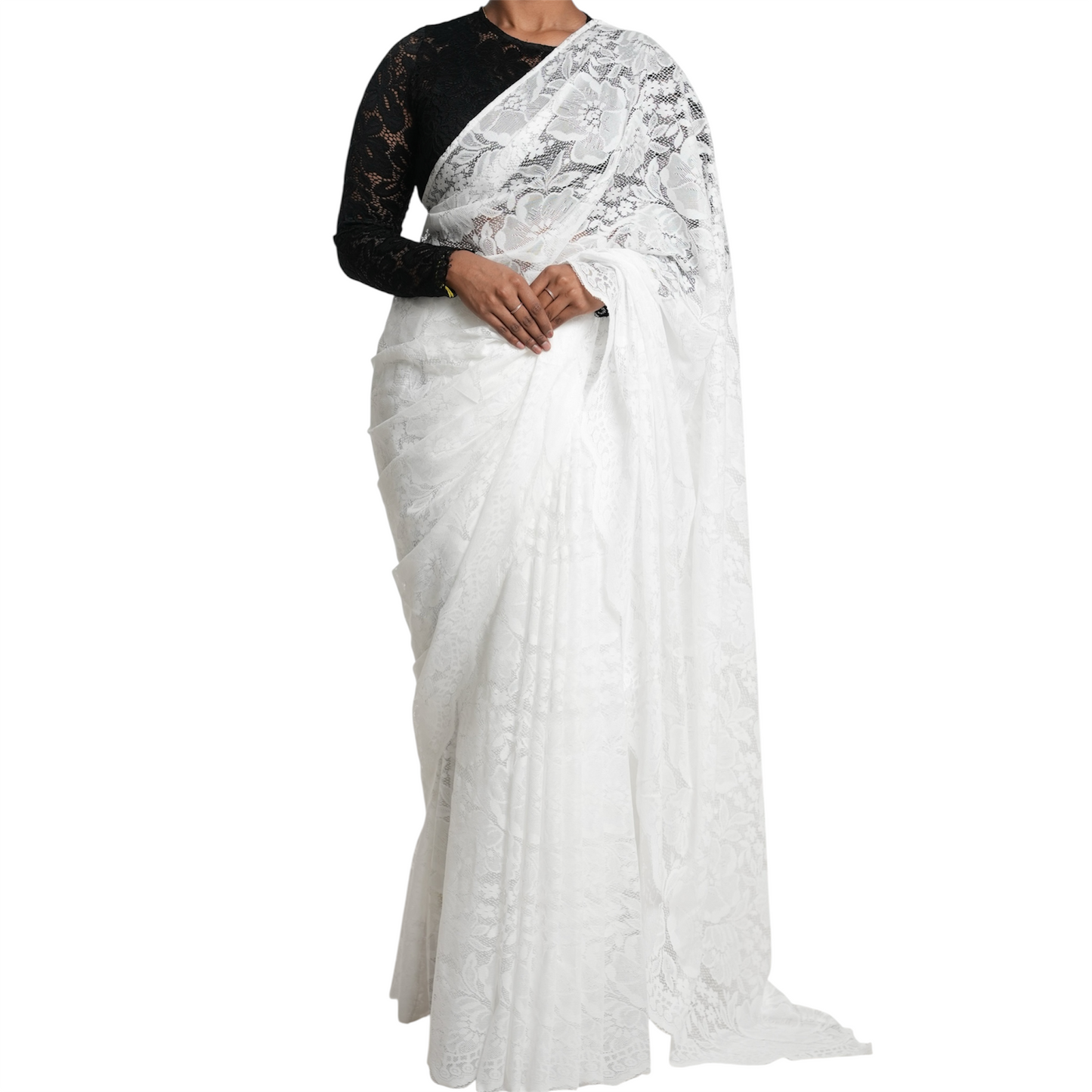White Lace Saree