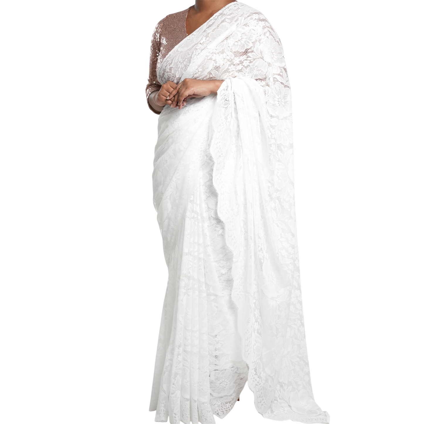 White Lace Saree