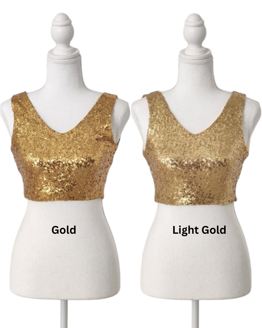 Gold Sleeveless Sequin Crop Top