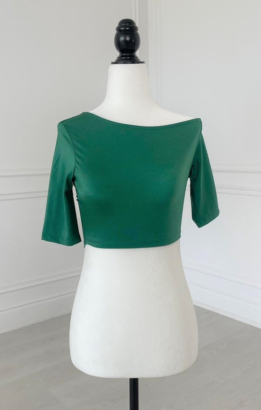 Imperfect Emerald Off One Shoulder Luxe Blouse